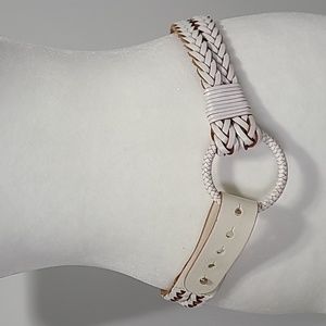 EXPRESS 100% leather White Braided Belt